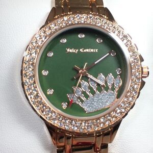 $125 JUICY COUTURE CROWN‎ EMBELLISHED GOLD TONE WRIST WATCH NWT